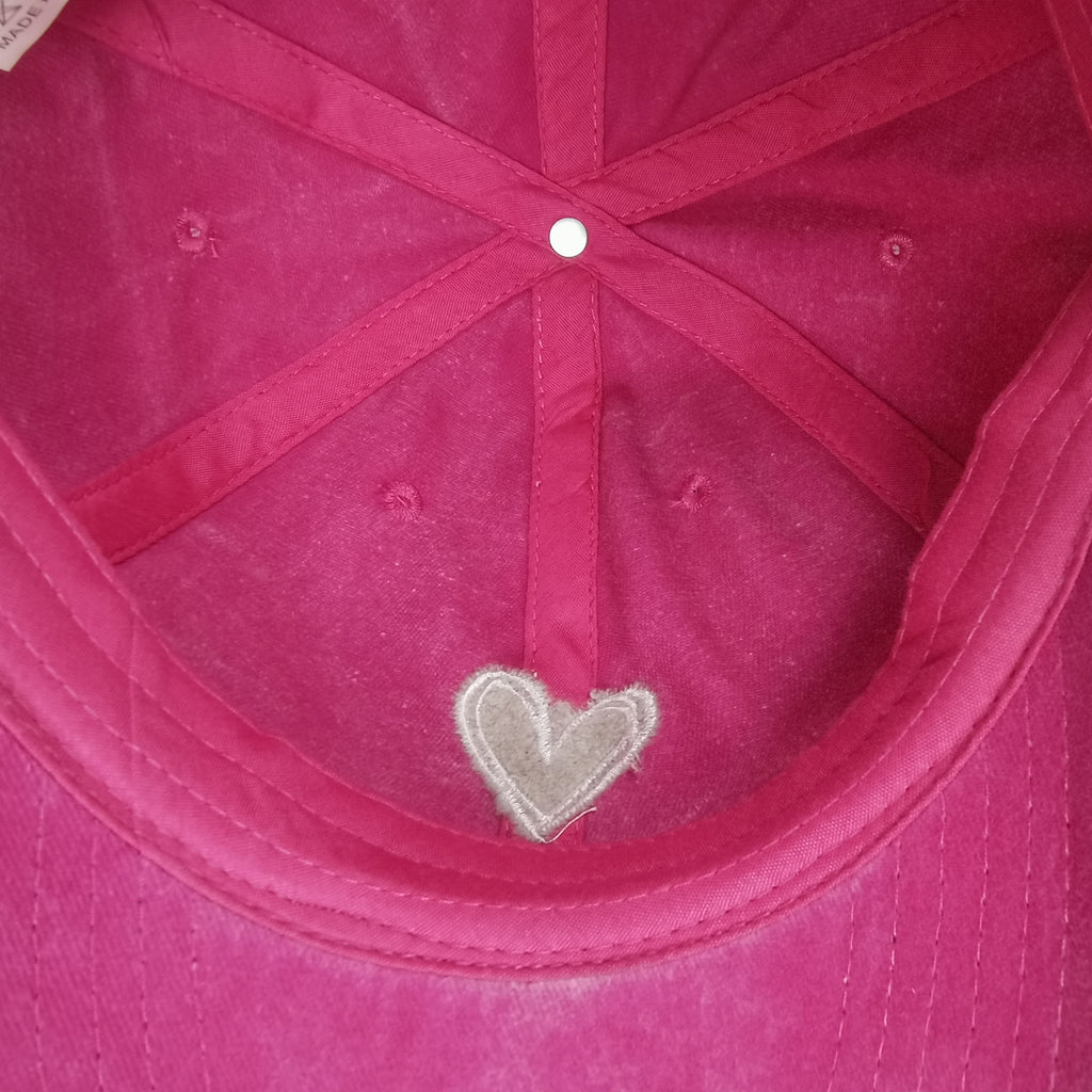 Anna-Kaci Women's Heart Embroidered Baseball Cap Low Bun Soft Cotton Trucker Hat