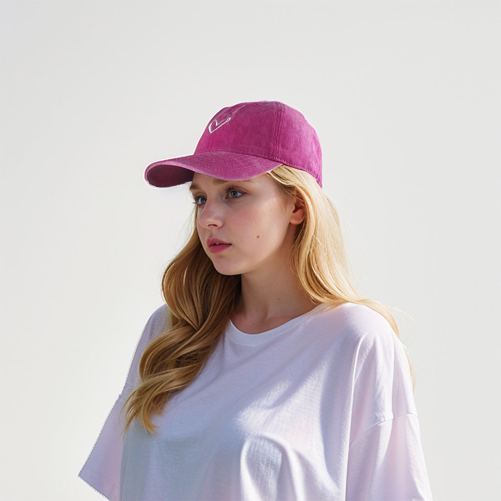 Anna-Kaci Women's Heart Embroidered Baseball Cap Low Bun Soft Cotton Trucker Hat