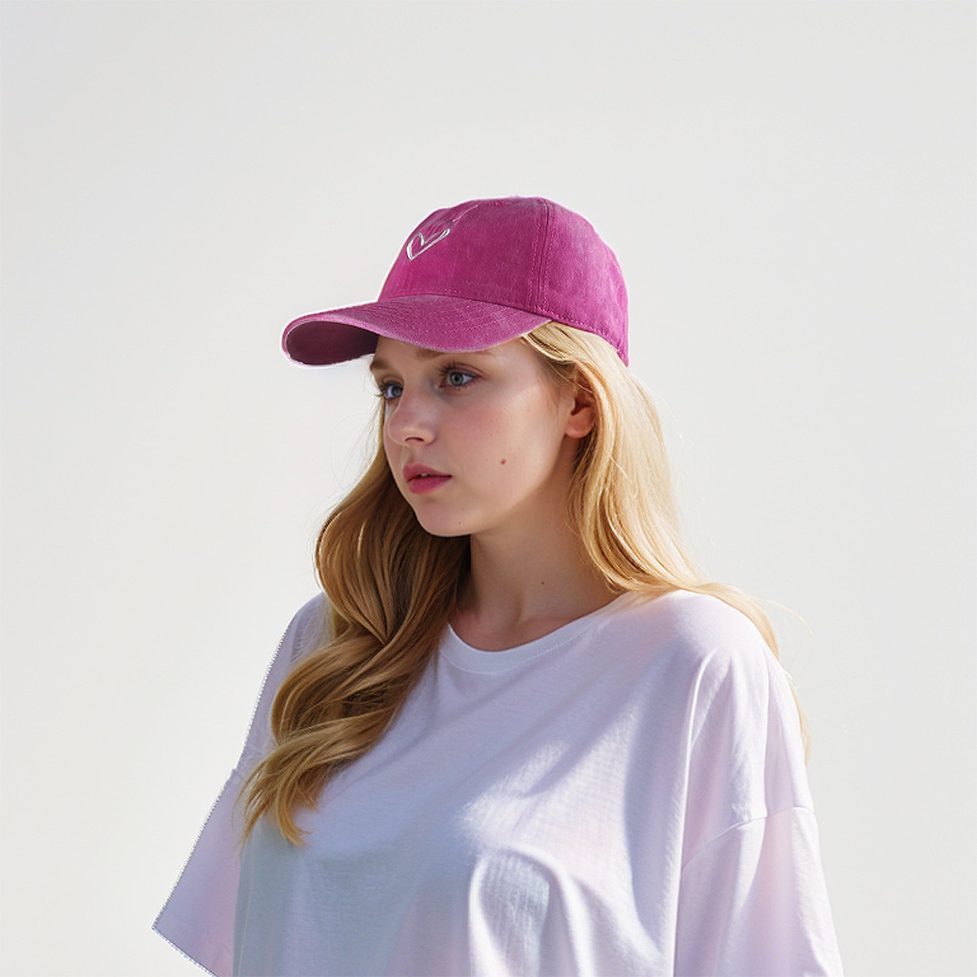 Anna-Kaci Women's Heart Embroidered Baseball Cap Low Bun Soft Cotton Trucker Hat