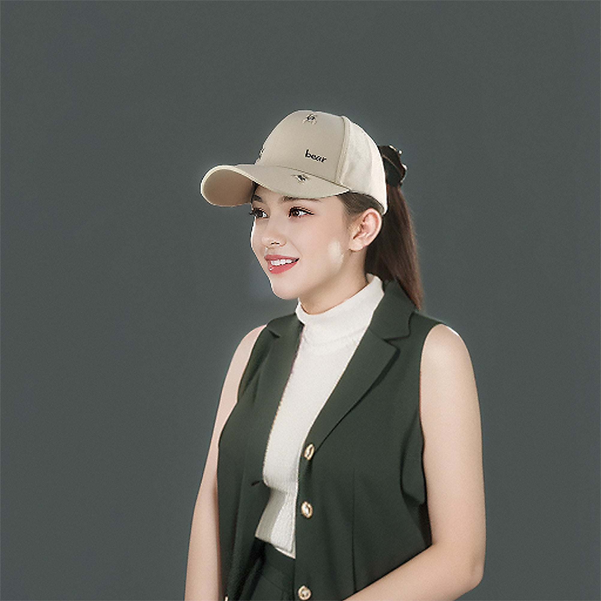 Anna-Kaci Women's Bear Embroidered Baseball Cap Low Bun Large Head Circumference Soft Cotton Trucker Hat