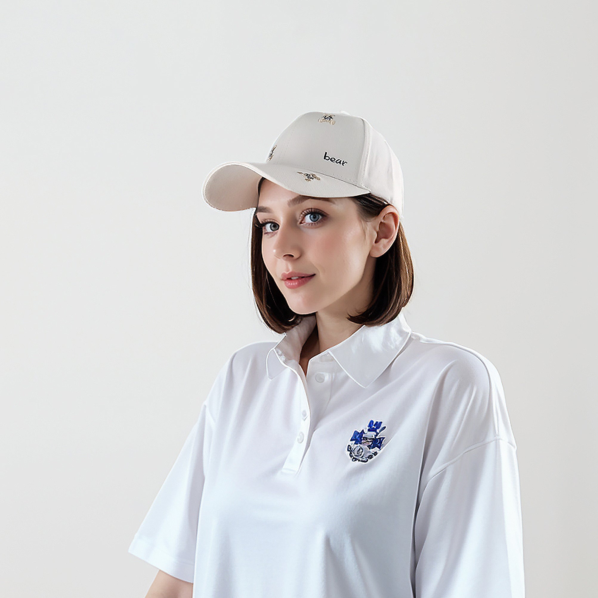 Anna-Kaci Women's Bear Embroidered Baseball Cap Low Bun Large Head Circumference Soft Cotton Trucker Hat