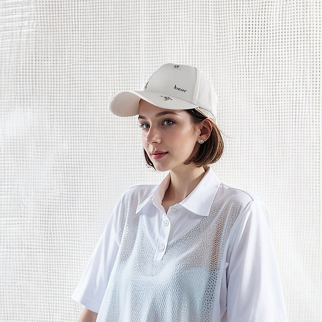 Anna-Kaci Women's Bear Embroidered Baseball Cap Low Bun Large Head Circumference Soft Cotton Trucker Hat
