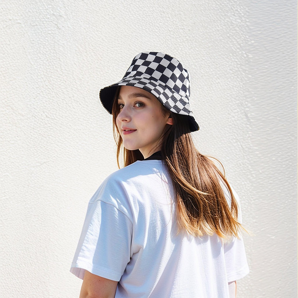 Anna-Kaci Women's Bucket Hats Reversible Checkered Pattern Fisherman Cap