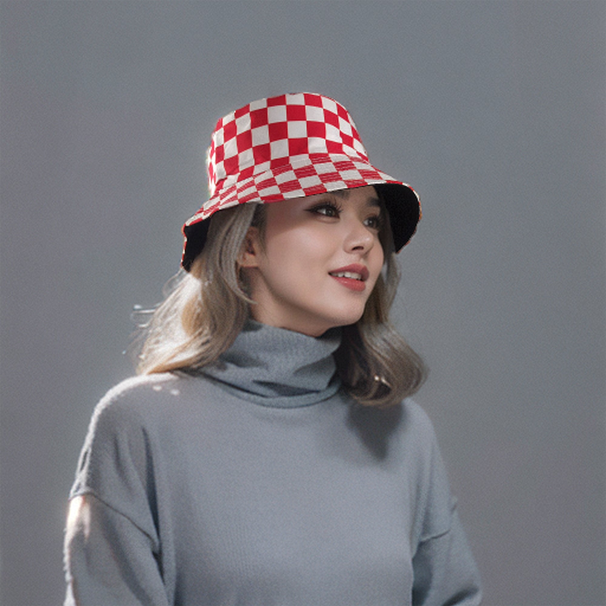 Anna-Kaci Women's Bucket Hats Reversible Checkered Pattern Fisherman Cap