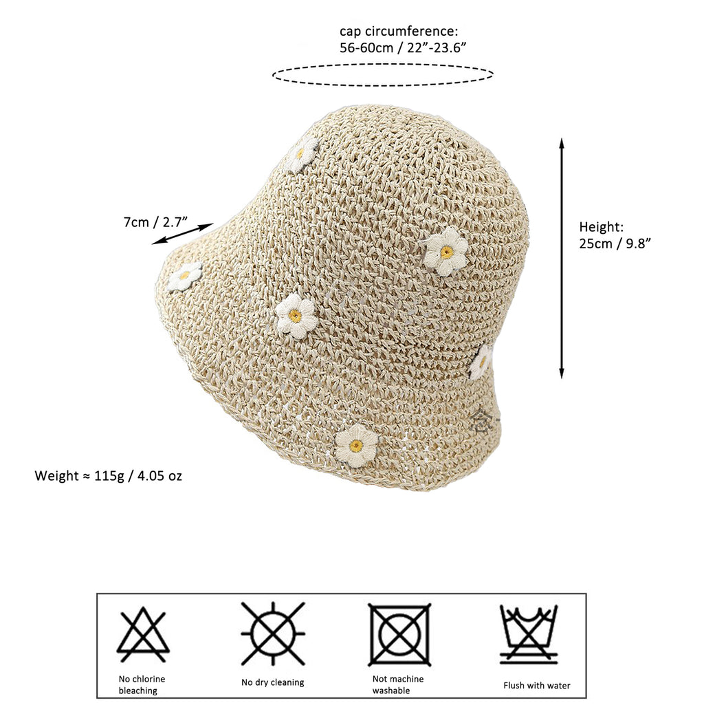 Anna-Kaci Women's Bucket Hats Flower Crochet Pattern Papyrus Fisherman Cap