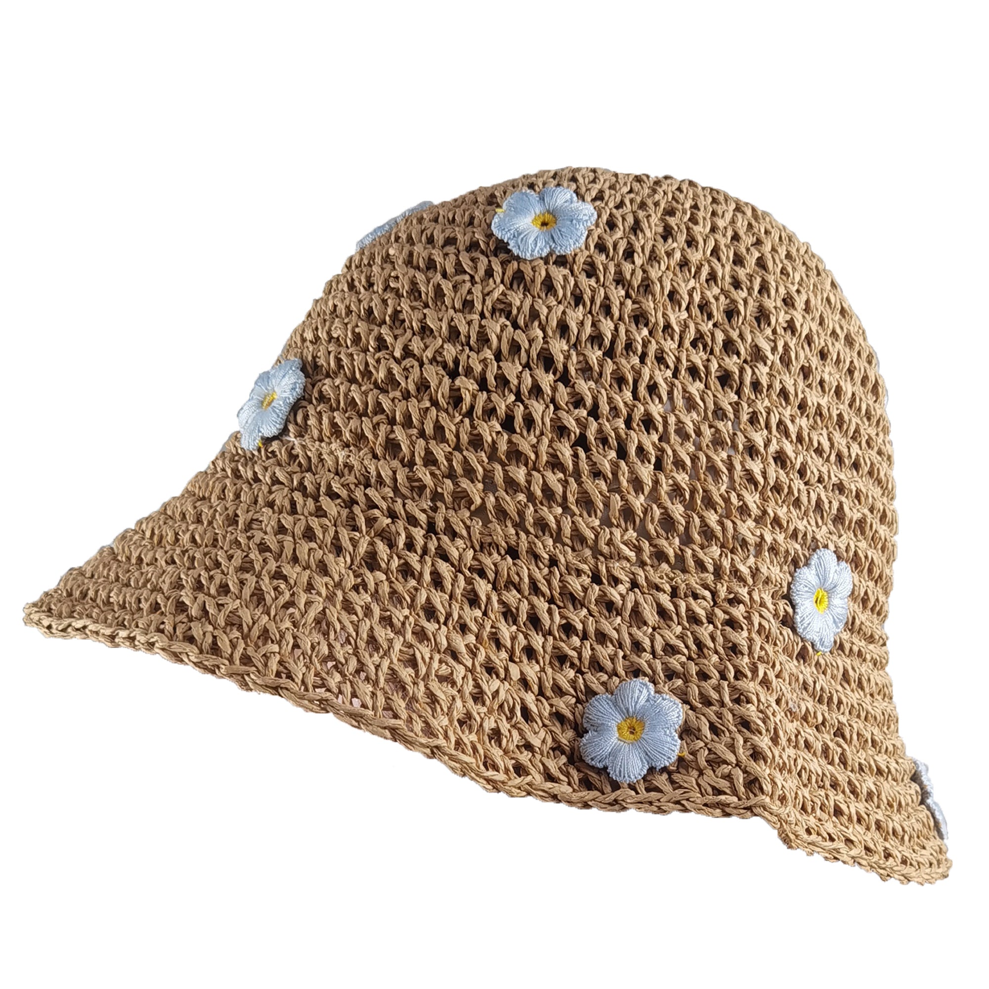 Anna-Kaci Women's Bucket Hats Flower Crochet Pattern Papyrus Fisherman Cap