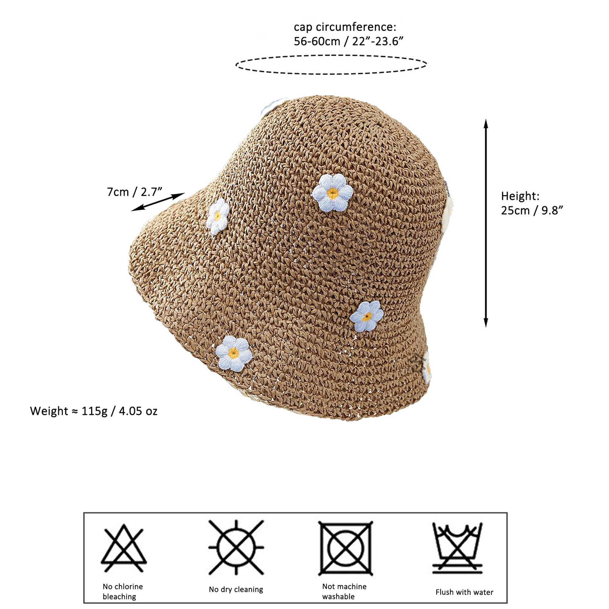 Anna-Kaci Women's Bucket Hats Flower Crochet Pattern Papyrus Fisherman Cap