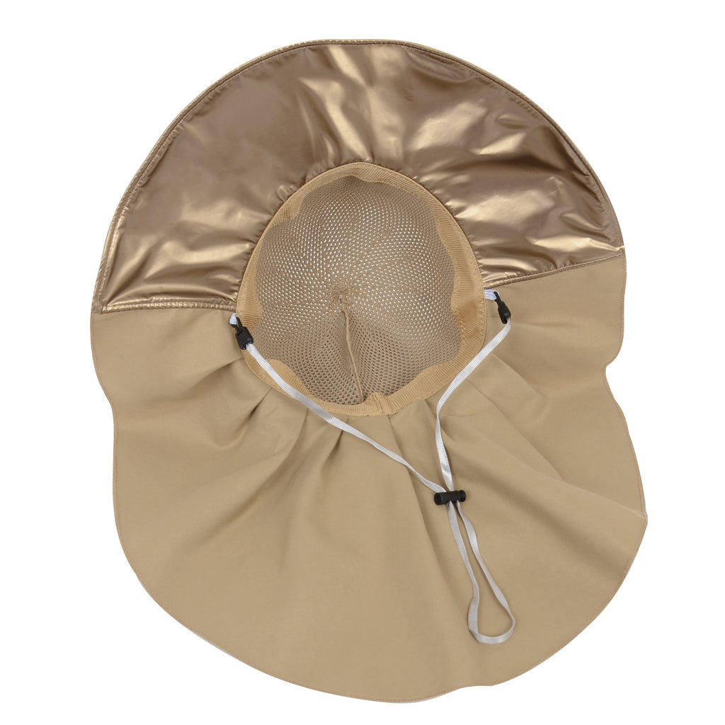 Anna-Kaci Womens Mesh Panel Wide Brim Sun Hat with Back Flap UV Protection and Tie Detail for Outdoor Activities