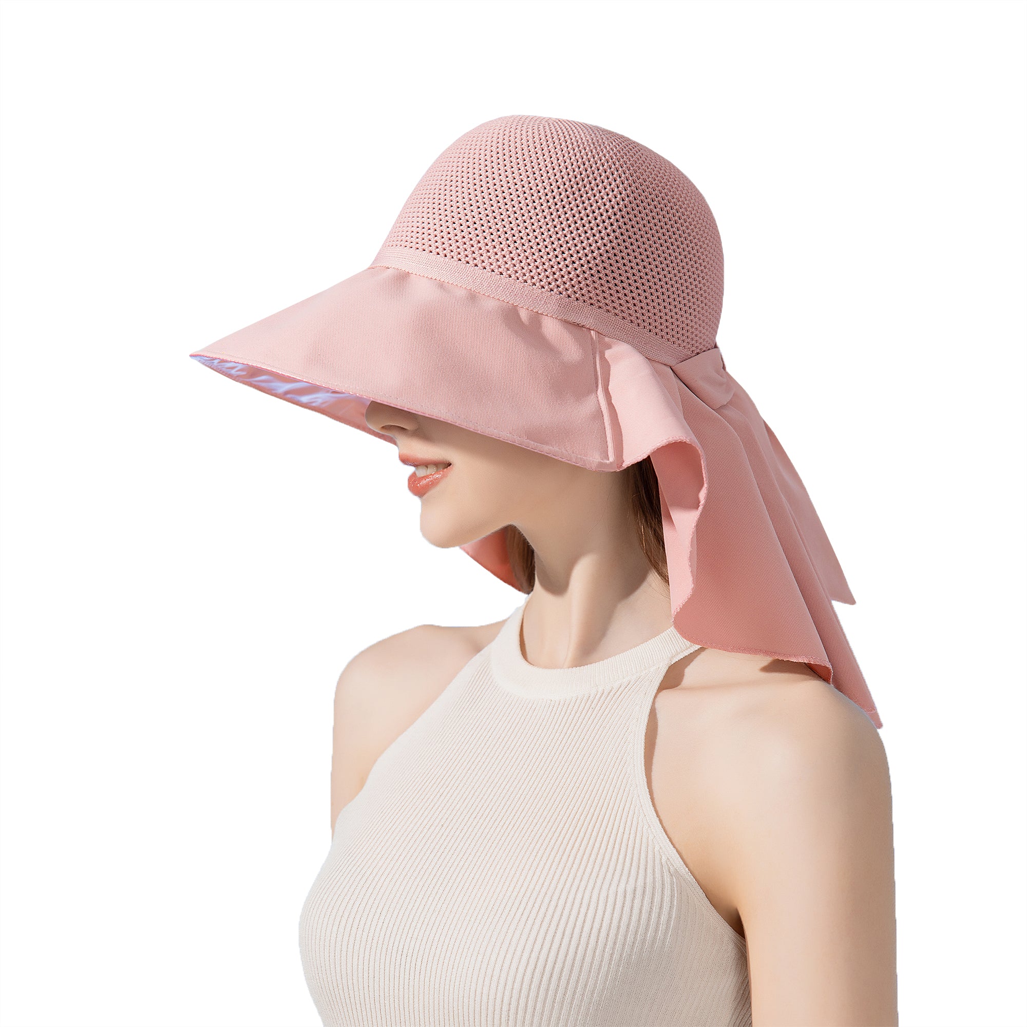 Anna-Kaci Womens Mesh Panel Wide Brim Sun Hat with Back Flap UV Protection and Tie Detail for Outdoor Activities