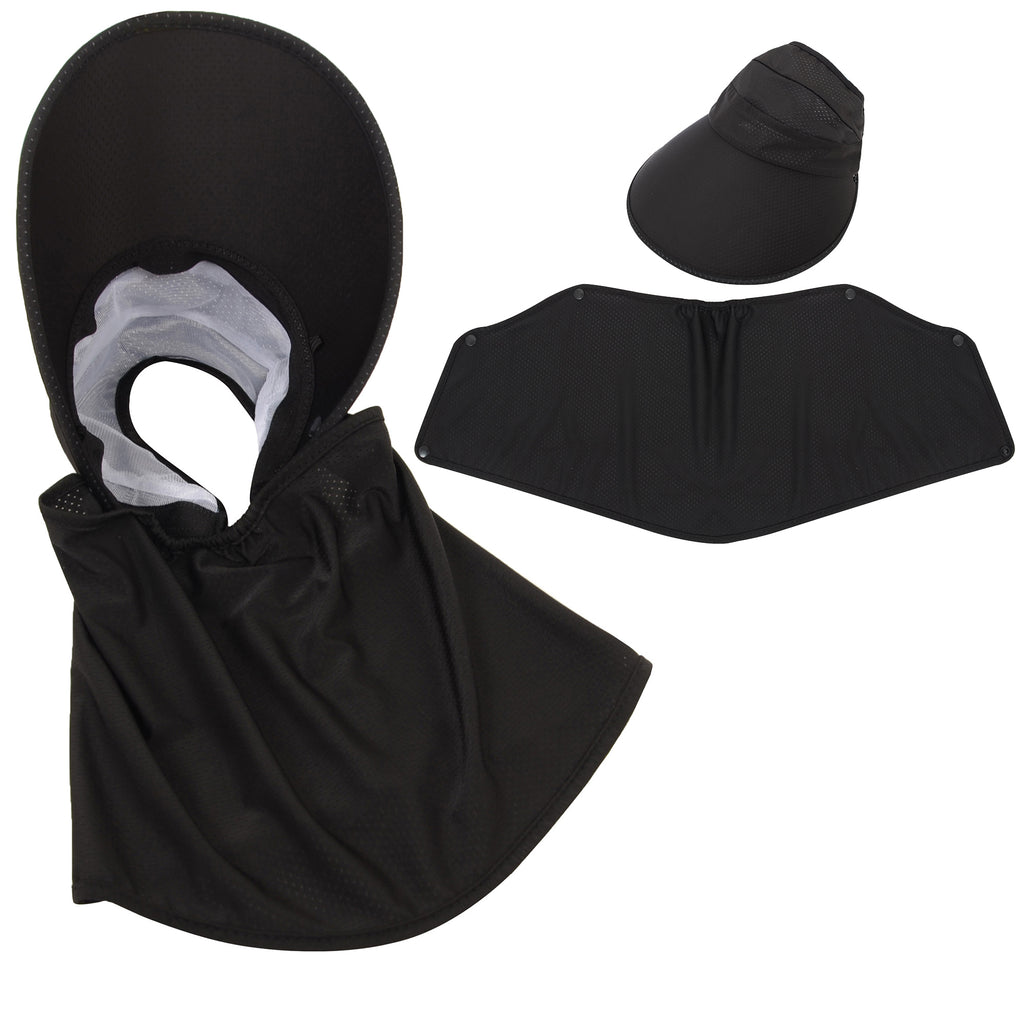 Anna-Kaci Womens Detachable Face Cover Sun Visor Cap UV Protection Mesh Panel Design with Extra Wide Brim