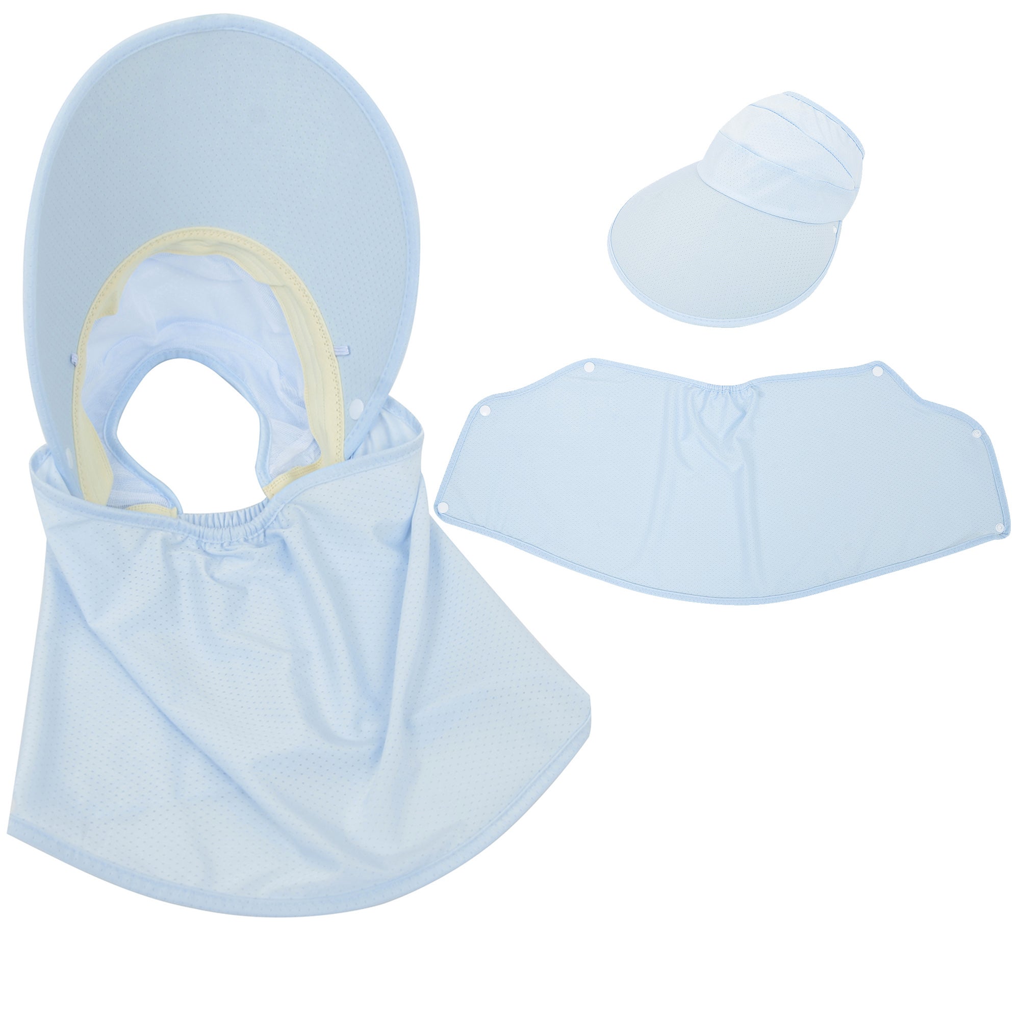Anna-Kaci Womens Detachable Face Cover Sun Visor Cap UV Protection Mesh Panel Design with Extra Wide Brim