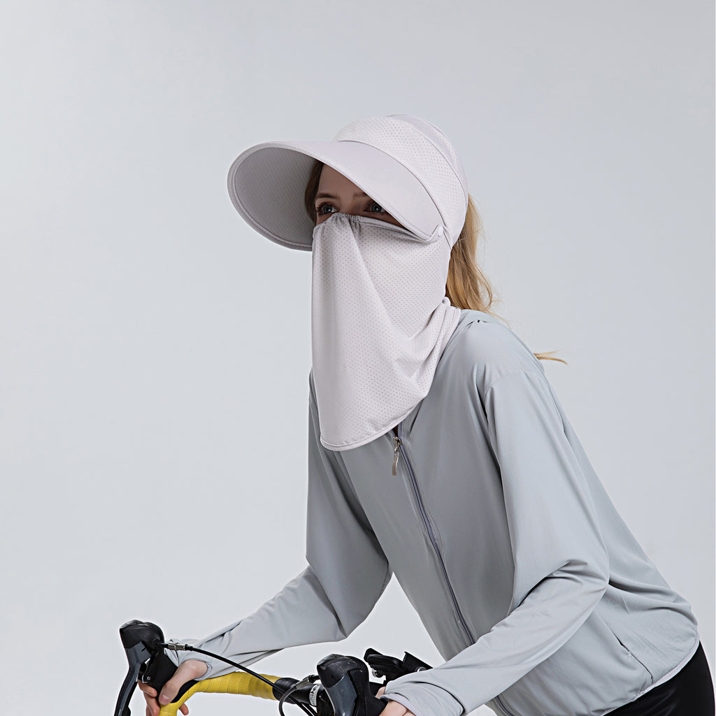 Anna-Kaci Womens Detachable Face Cover Sun Visor Cap UV Protection Mesh Panel Design with Extra Wide Brim