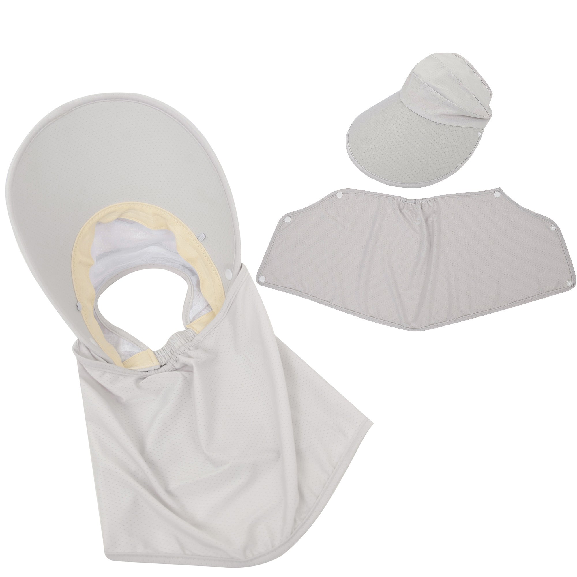 Anna-Kaci Womens Detachable Face Cover Sun Visor Cap UV Protection Mesh Panel Design with Extra Wide Brim