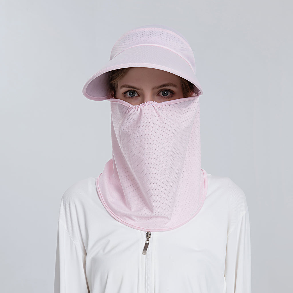 Anna-Kaci Womens Detachable Face Cover Sun Visor Cap UV Protection Mesh Panel Design with Extra Wide Brim
