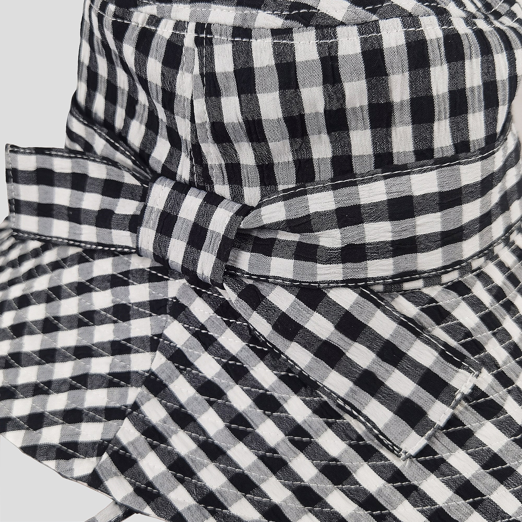 Anna-Kaci Women's Gingham Wide - Brim Sun Hat with Bow Chin Strap