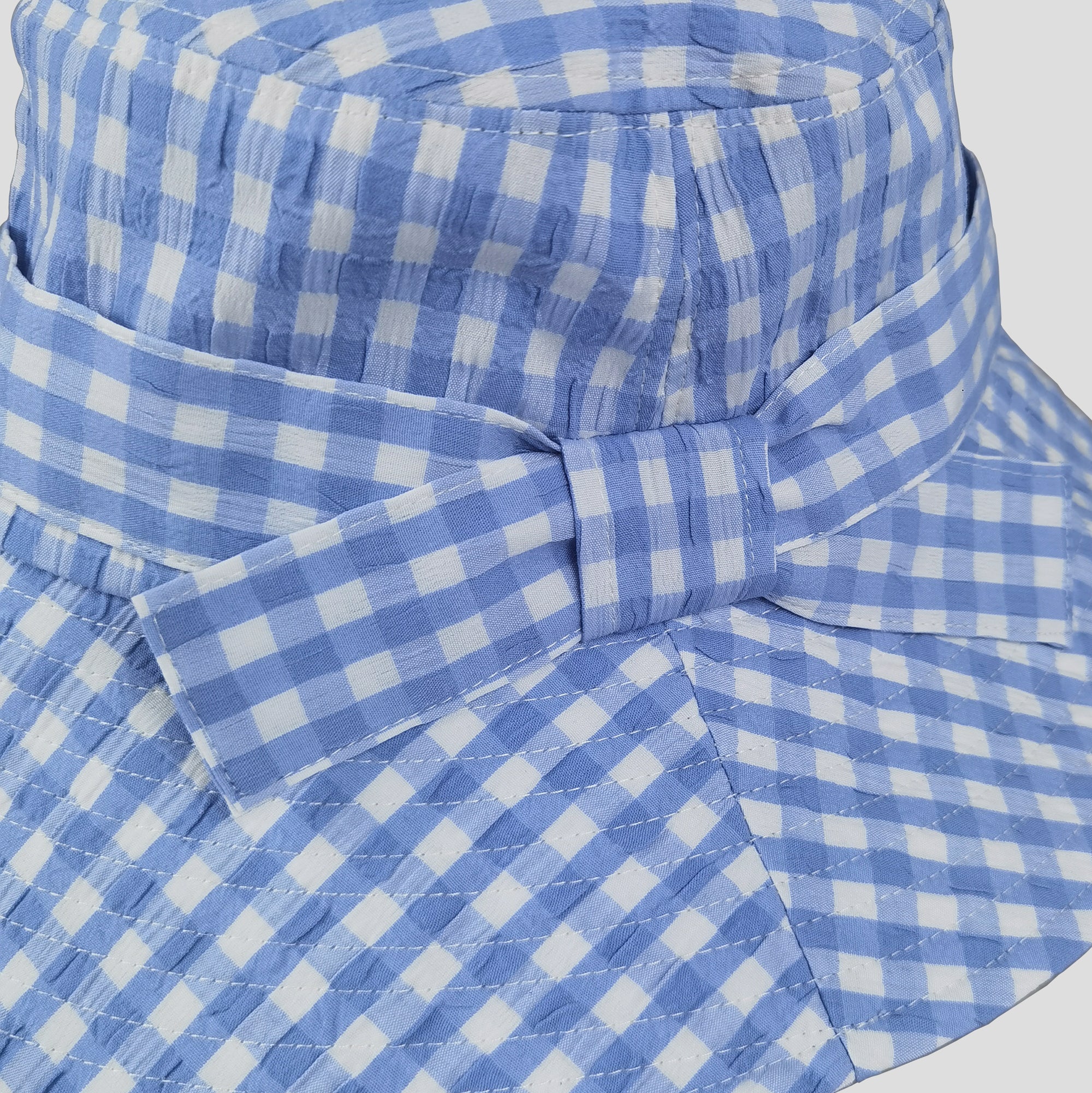 Anna-Kaci Women's Gingham Wide - Brim Sun Hat with Bow Chin Strap