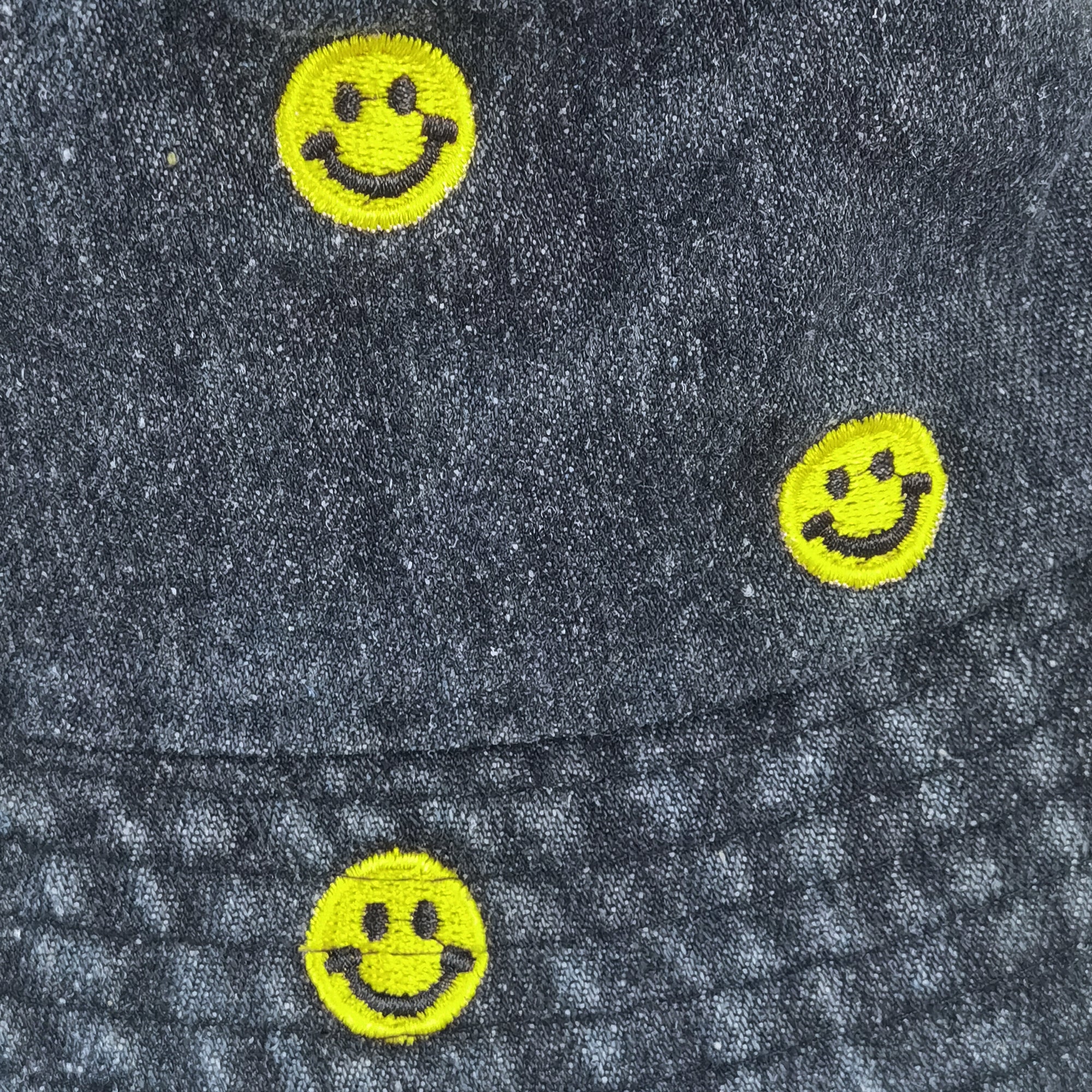 Anna-Kaci Women's Denim Bucket Hat Foldable with Smiley Face Embroidery
