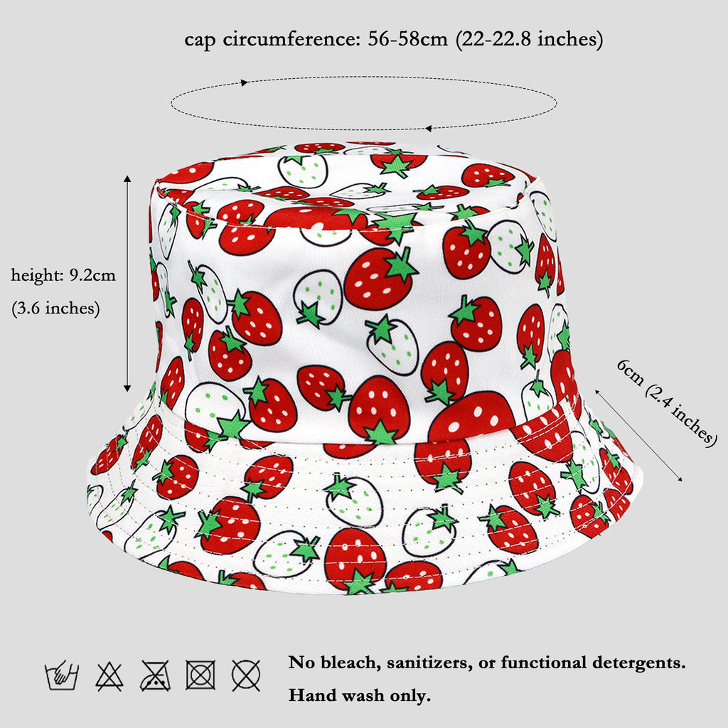 Anna-Kaci Women's Reversible Bucket Hat Stylish Fruit Printing Sun Protection