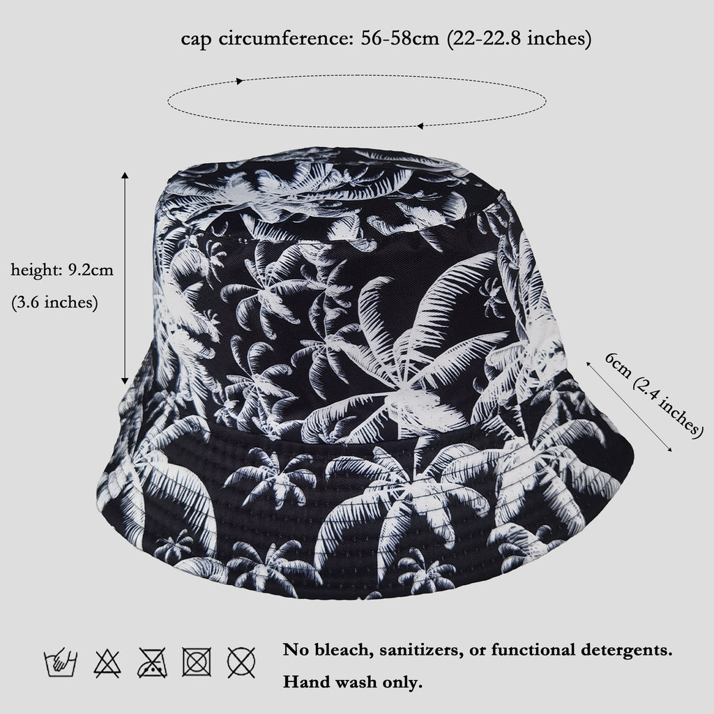 Anna-Kaci Women's Coconut Palm Print Bucket Hats Reversible Anti-UV Hat