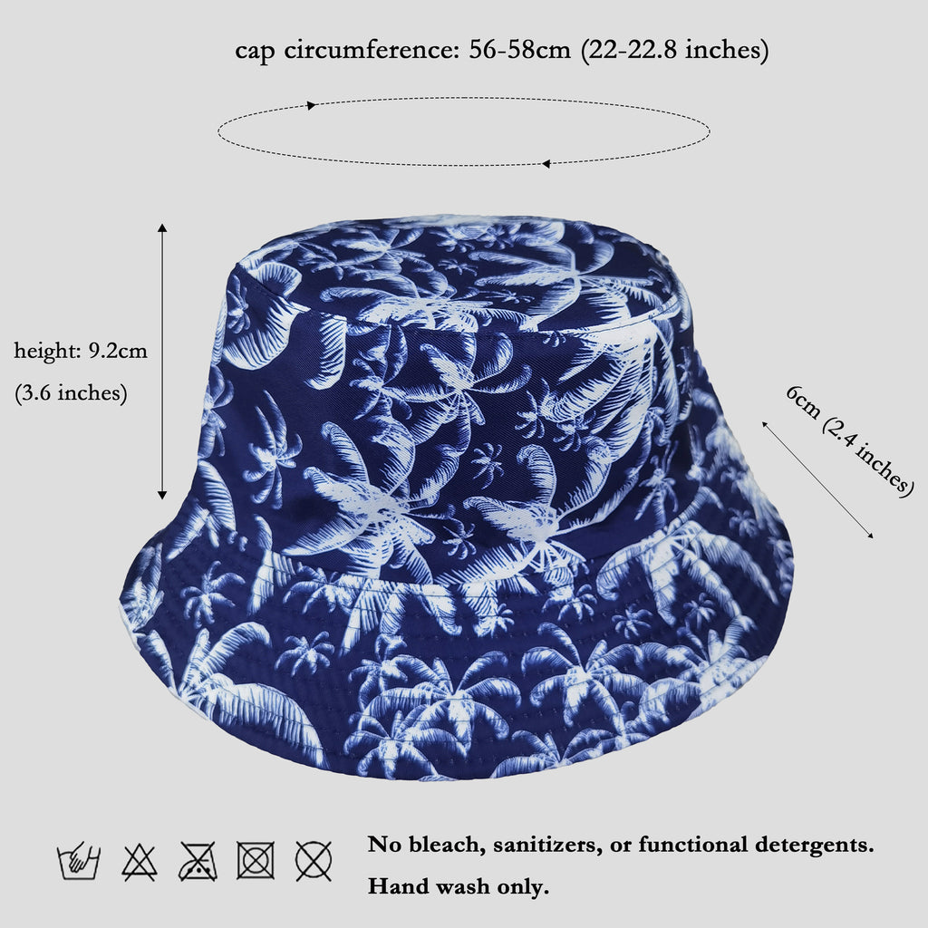 Anna-Kaci Women's Coconut Palm Print Bucket Hats Reversible Anti-UV Hat