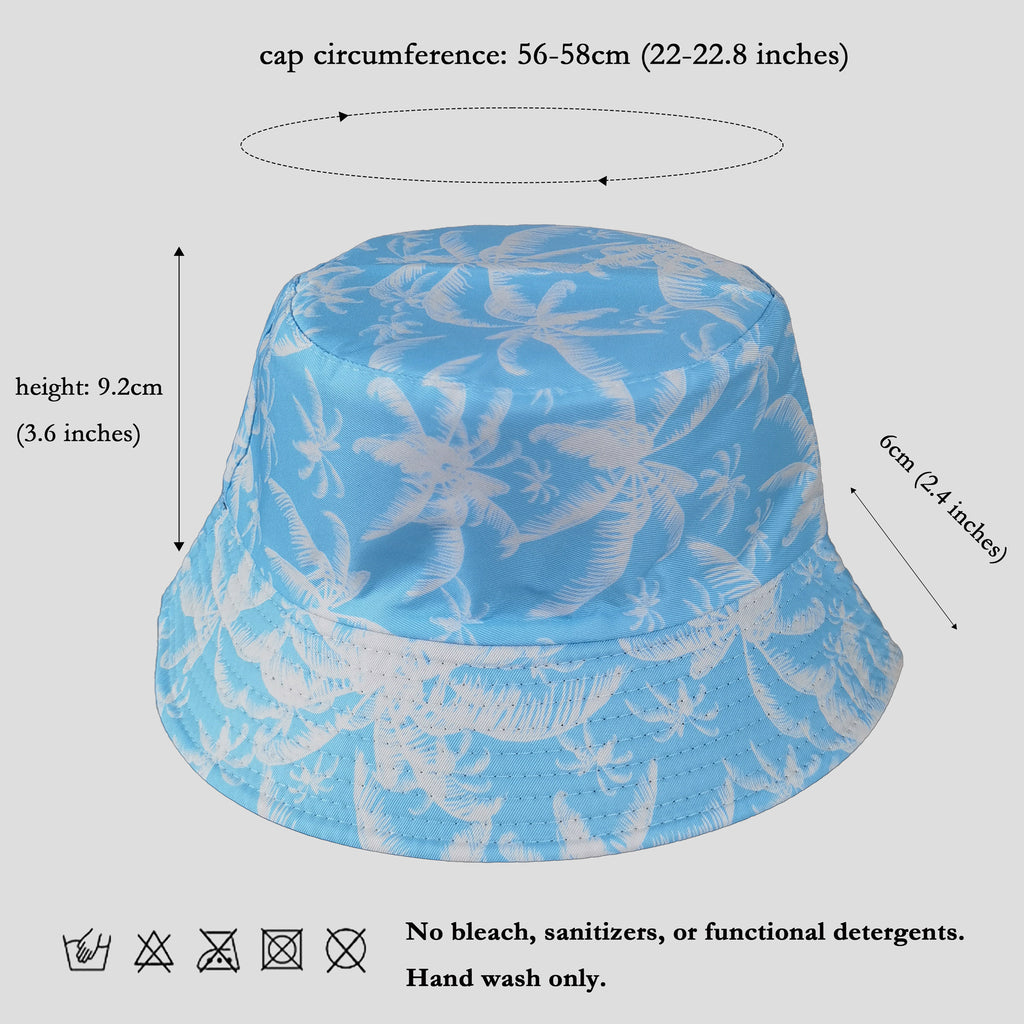 Anna-Kaci Women's Coconut Palm Print Bucket Hats Reversible Anti-UV Hat