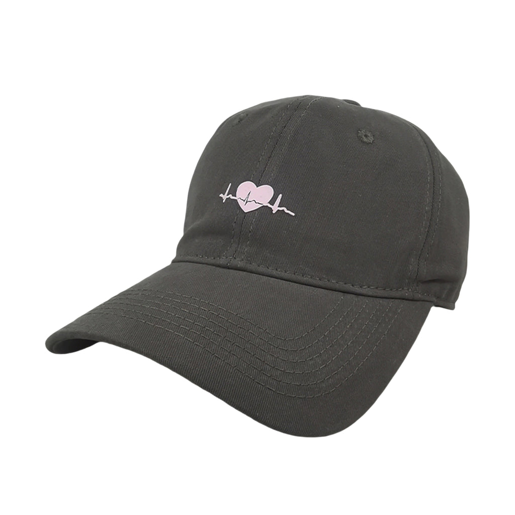 Anna-Kaci Women's Embroidered Heartbeat Baseball Cap with Adjustable Strap and Curved Brim Casual Cotton Hat