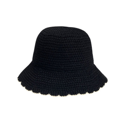 Anna-Kaci Women's Woven Floppy Bucket Hat with Scalloped Brim Edge Detail