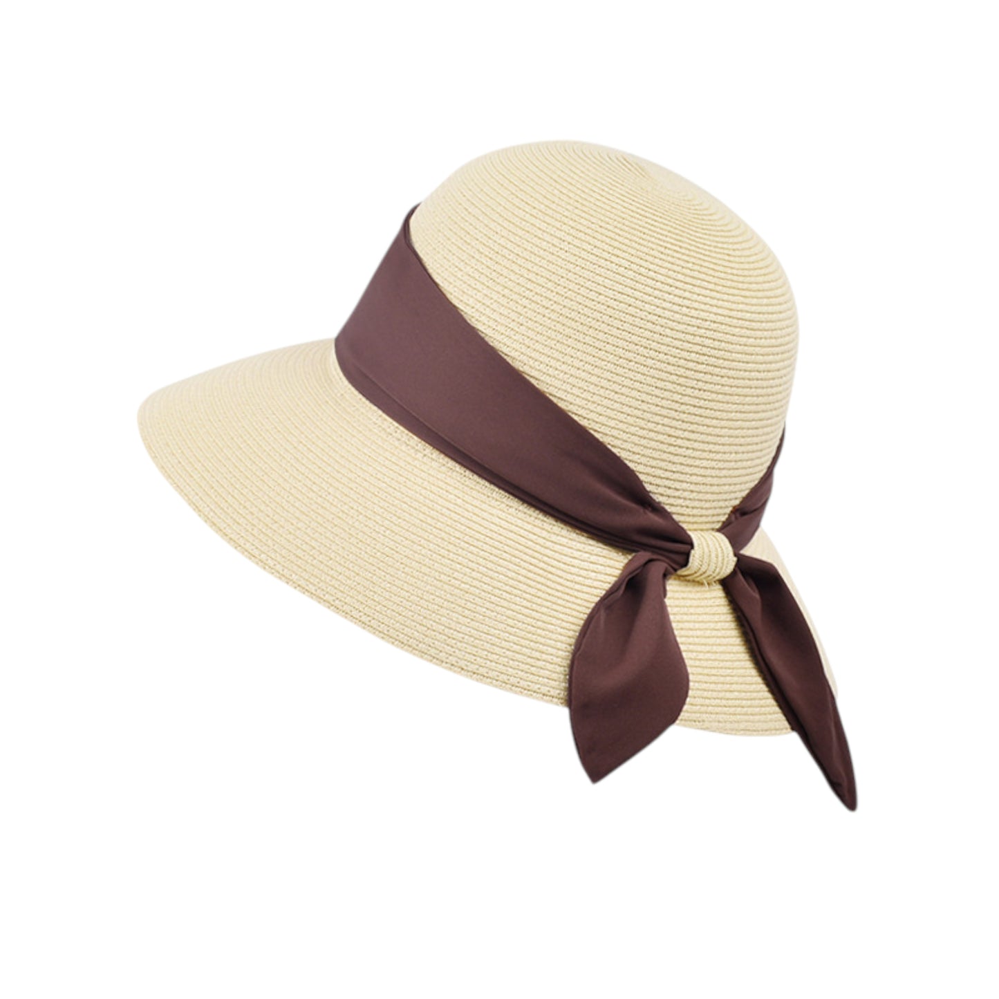 Anna-Kaci Women's Woven Floppy Sun Hat with Wide Ribbon Knot Detail and Curved Brim