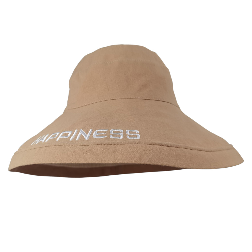 Anna-Kaci Women's HAPPINESS Embroidered Wide - Brim Bucket Hat