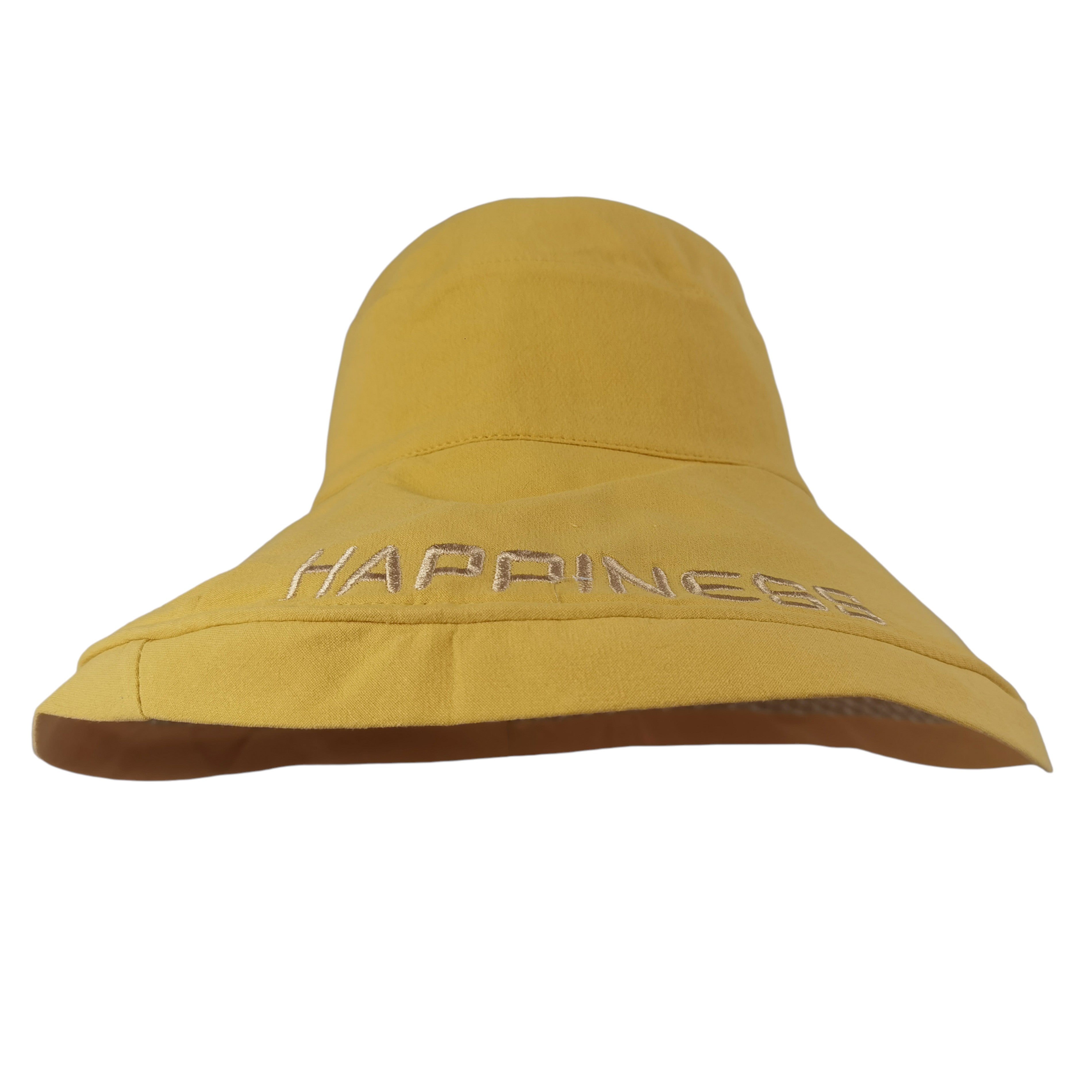 Anna-Kaci Women's HAPPINESS Embroidered Wide - Brim Bucket Hat