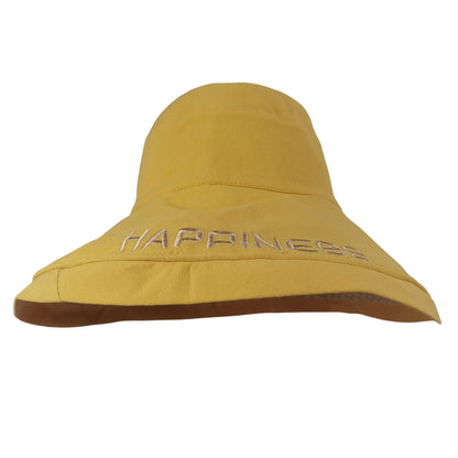 Anna-Kaci Women's HAPPINESS Embroidered Wide - Brim Bucket Hat