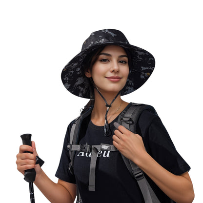Anna-Kaci Wide Brim Outdoor Sun Hat with Adjustable Chin Strap for Hiking Camping Travel Beach