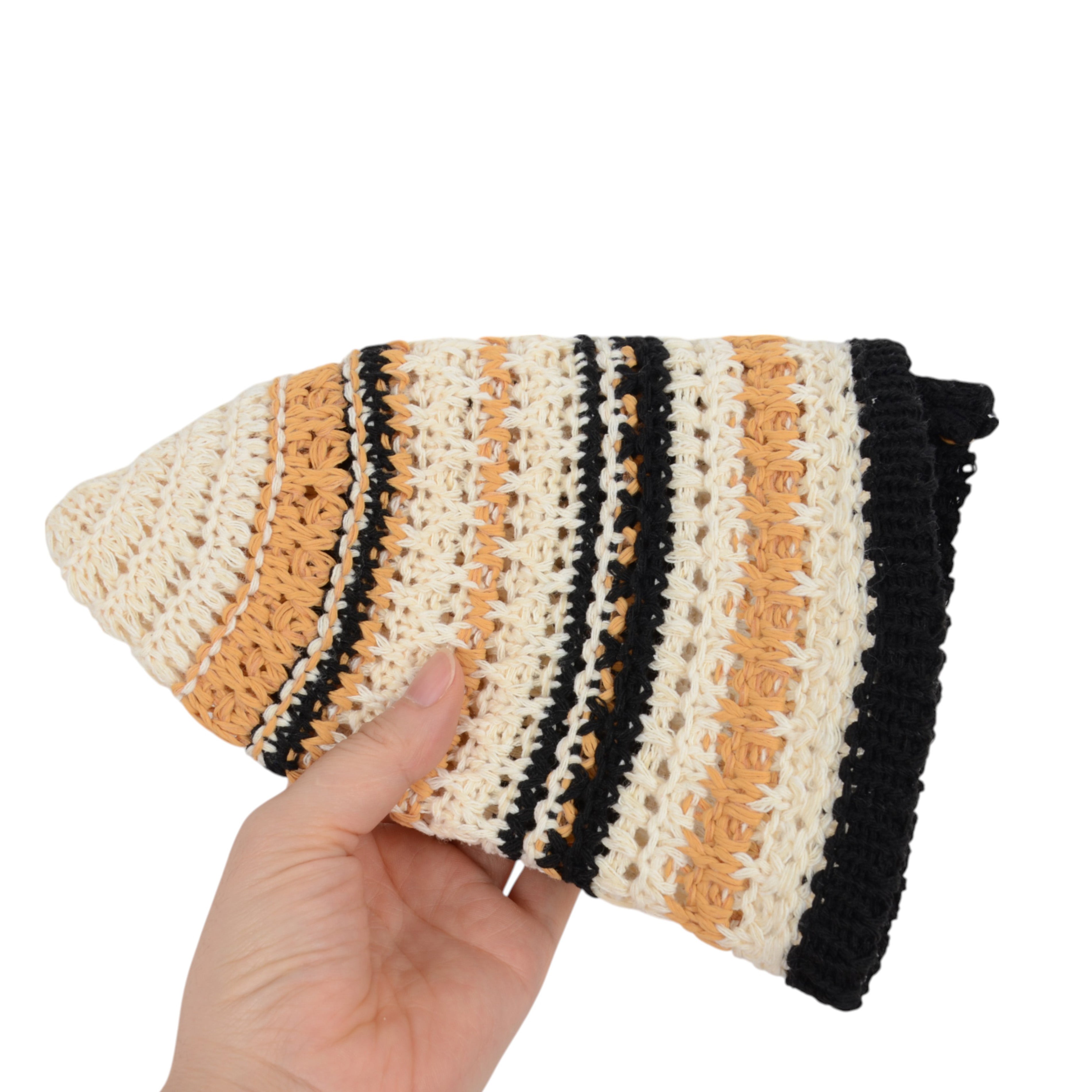 Anna-Kaci Women's Multicolor Striped Crochet Bucket Hat Lightweight Summer Accessory
