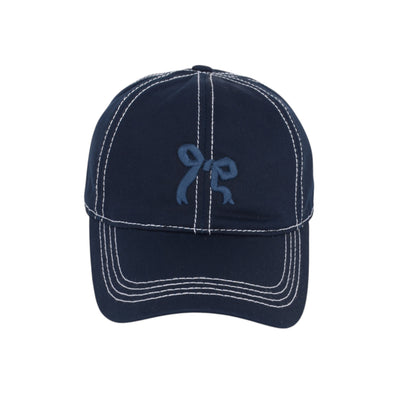 Anna-Kaci Women's Embroidered Bow Baseball Cap with Contrast Stitching and Curved Brim