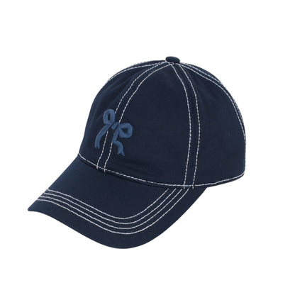 Anna-Kaci Women's Embroidered Bow Baseball Cap with Contrast Stitching and Curved Brim