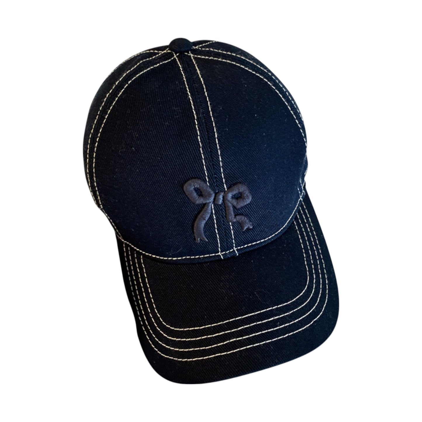 Anna-Kaci Women's Embroidered Bow Baseball Cap with Contrast Stitching and Curved Brim