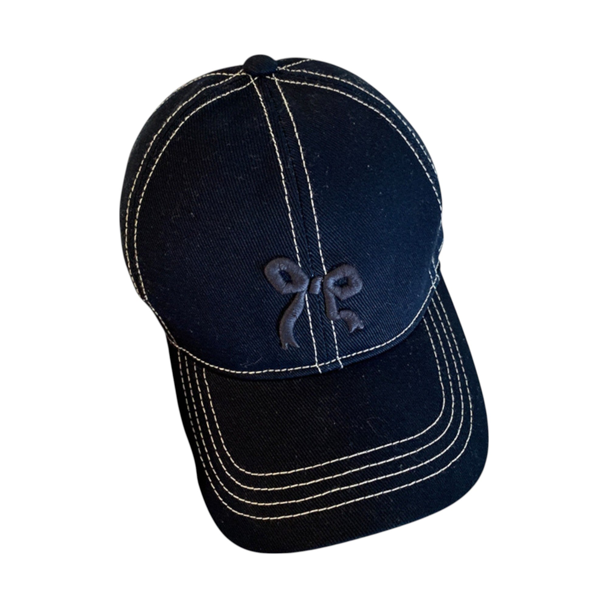 Anna-Kaci Women's Embroidered Bow Baseball Cap with Contrast Stitching and Curved Brim