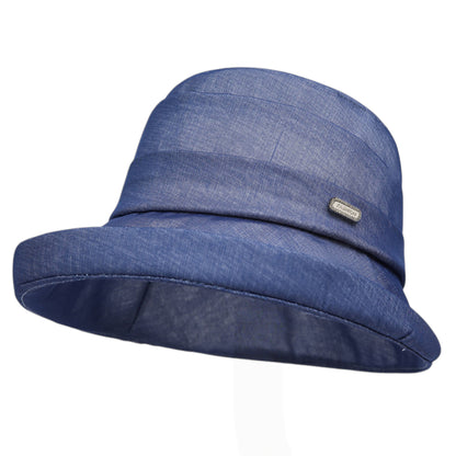 Anna-Kaci Women's Structured Bucket Hat with Pleated Band Design and Wide Brim for Elegant Everyday Sun Protection