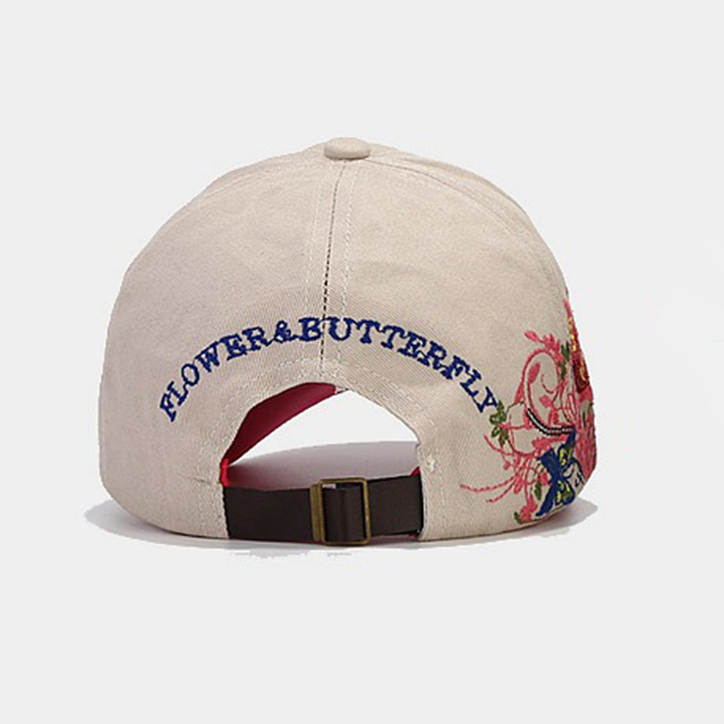 Anna-Kaci Women's Embroidered Butterfly Baseball Cap with Floral Sequin Accents and Curved Brim for Artistic Casual Style