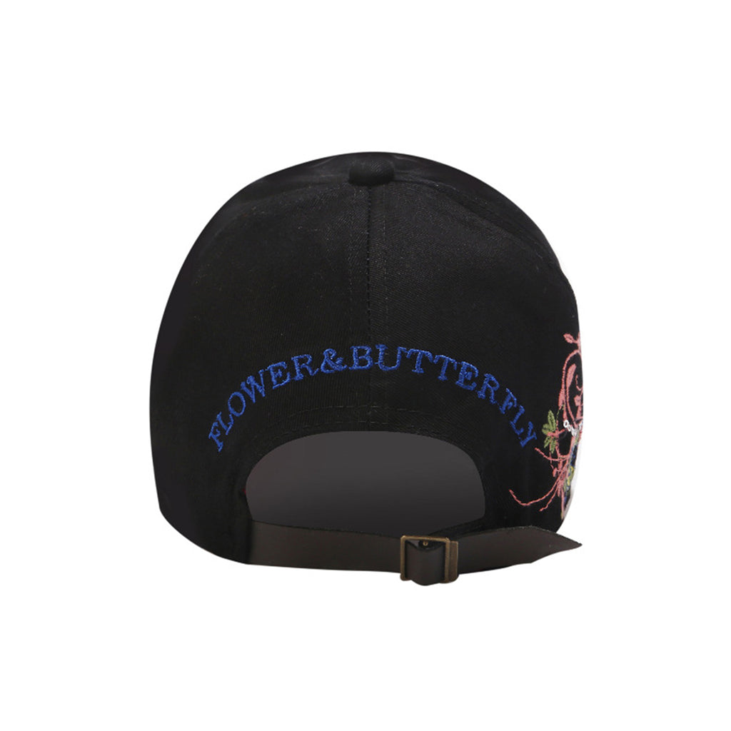Anna-Kaci Women's Embroidered Butterfly Baseball Cap with Floral Sequin Accents and Curved Brim for Artistic Casual Style