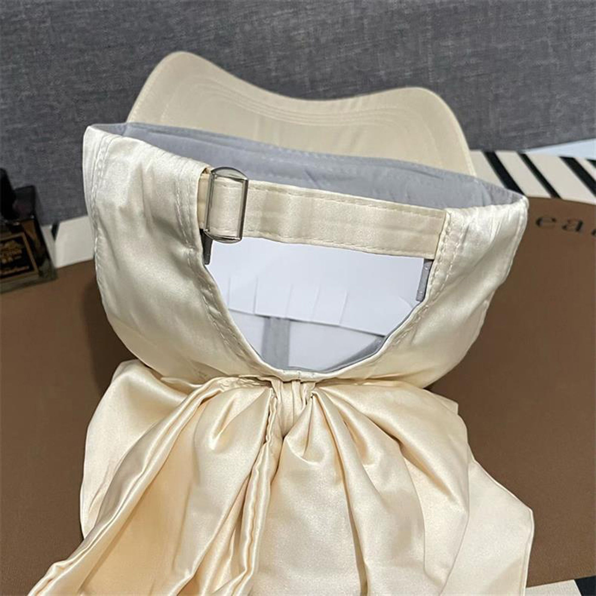 Anna-Kaci Women's Satin Baseball Cap with Back Bow Accent Adjustable Fit and Curved Brim for Chic Casual Style