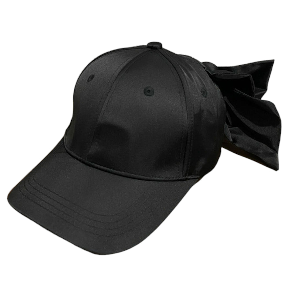 Anna-Kaci Women's Satin Baseball Cap with Back Bow Accent Adjustable Fit and Curved Brim for Chic Casual Style