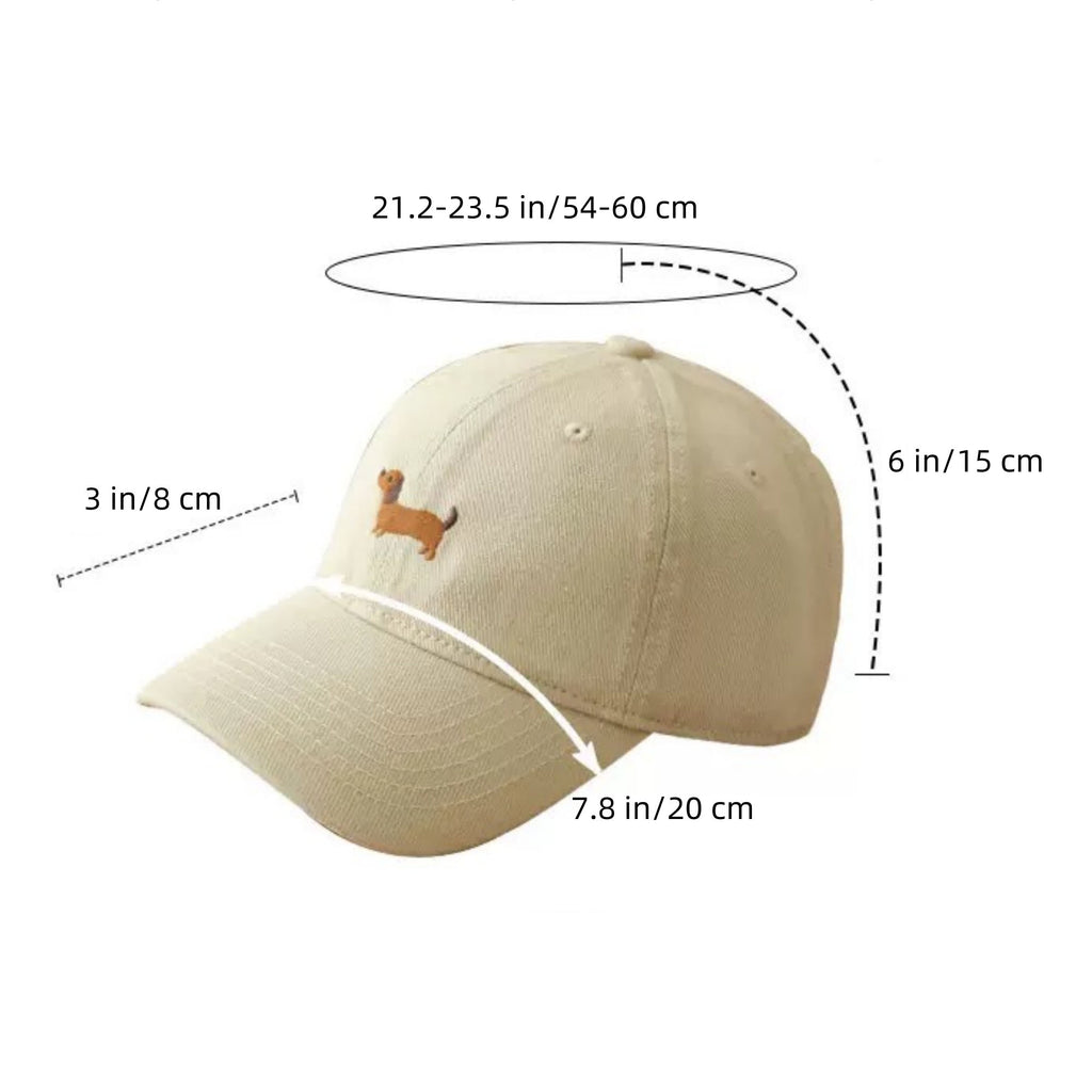 Anna-Kaci Women's Embroidered Sausage Dog Baseball Cap with Curved Brim and Adjustable Strap