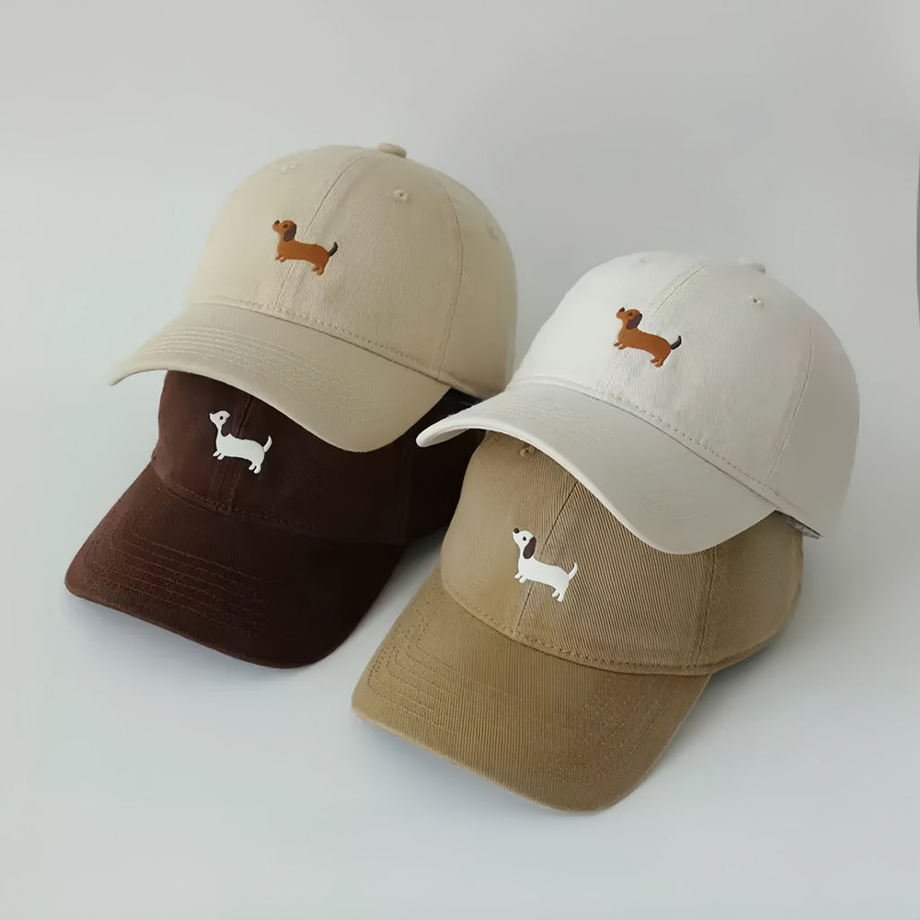 Anna-Kaci Women's Embroidered Sausage Dog Baseball Cap with Curved Brim and Adjustable Strap