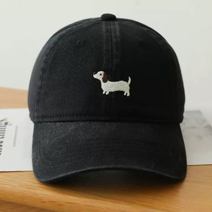 Anna-Kaci Women's Embroidered Sausage Dog Baseball Cap with Curved Brim and Adjustable Strap