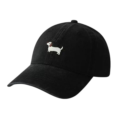Anna-Kaci Women's Embroidered Sausage Dog Baseball Cap with Curved Brim and Adjustable Strap