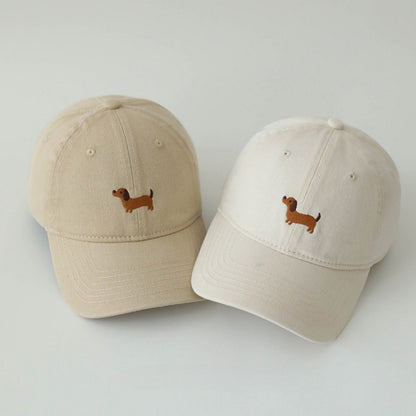 Anna-Kaci Women's Embroidered Sausage Dog Baseball Cap with Curved Brim and Adjustable Strap