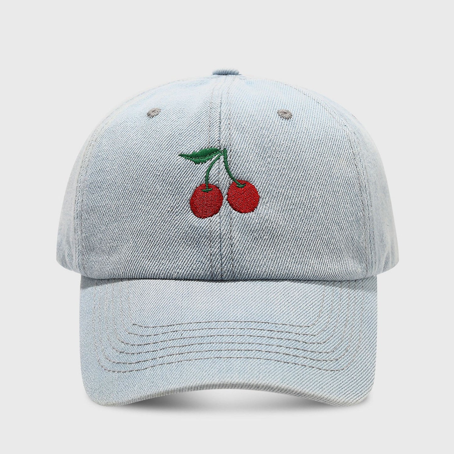 Anna-Kaci Women's Denim Baseball Cap with Cherry Embroidery