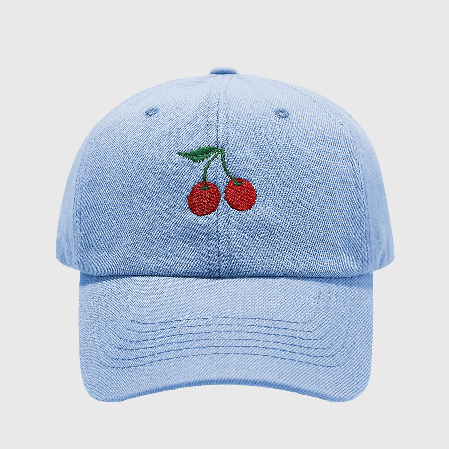 Anna-Kaci Women's Denim Baseball Cap with Cherry Embroidery
