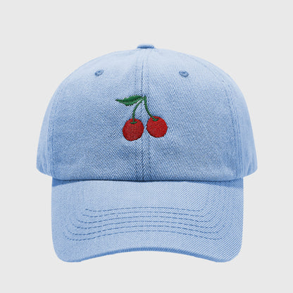 Anna-Kaci Women's Denim Baseball Cap with Cherry Embroidery